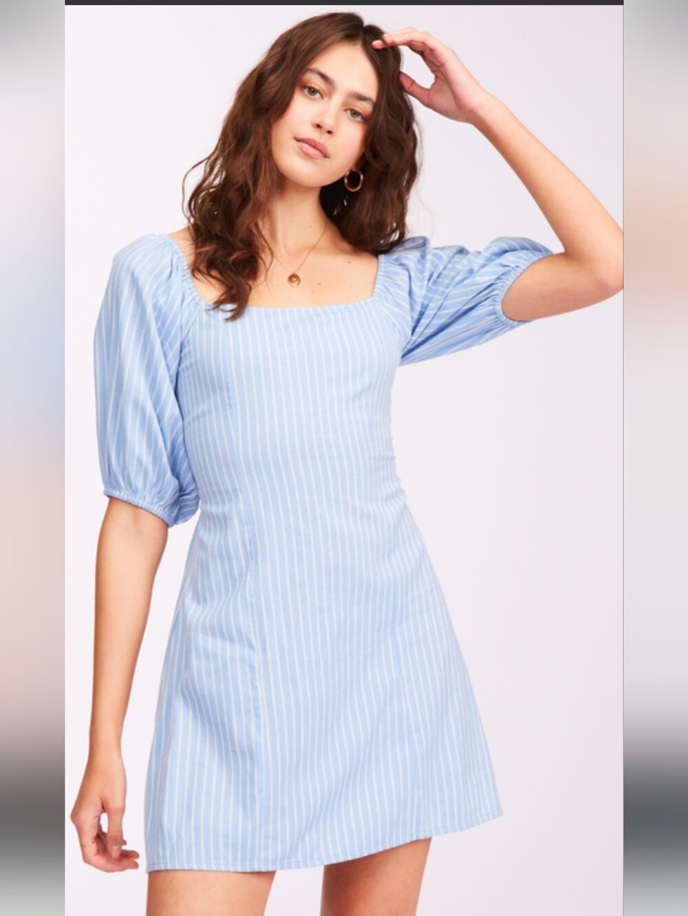 Billabong Days in Paradise Stripe Puff Sleeve Smock Mini Dress Women's Medium